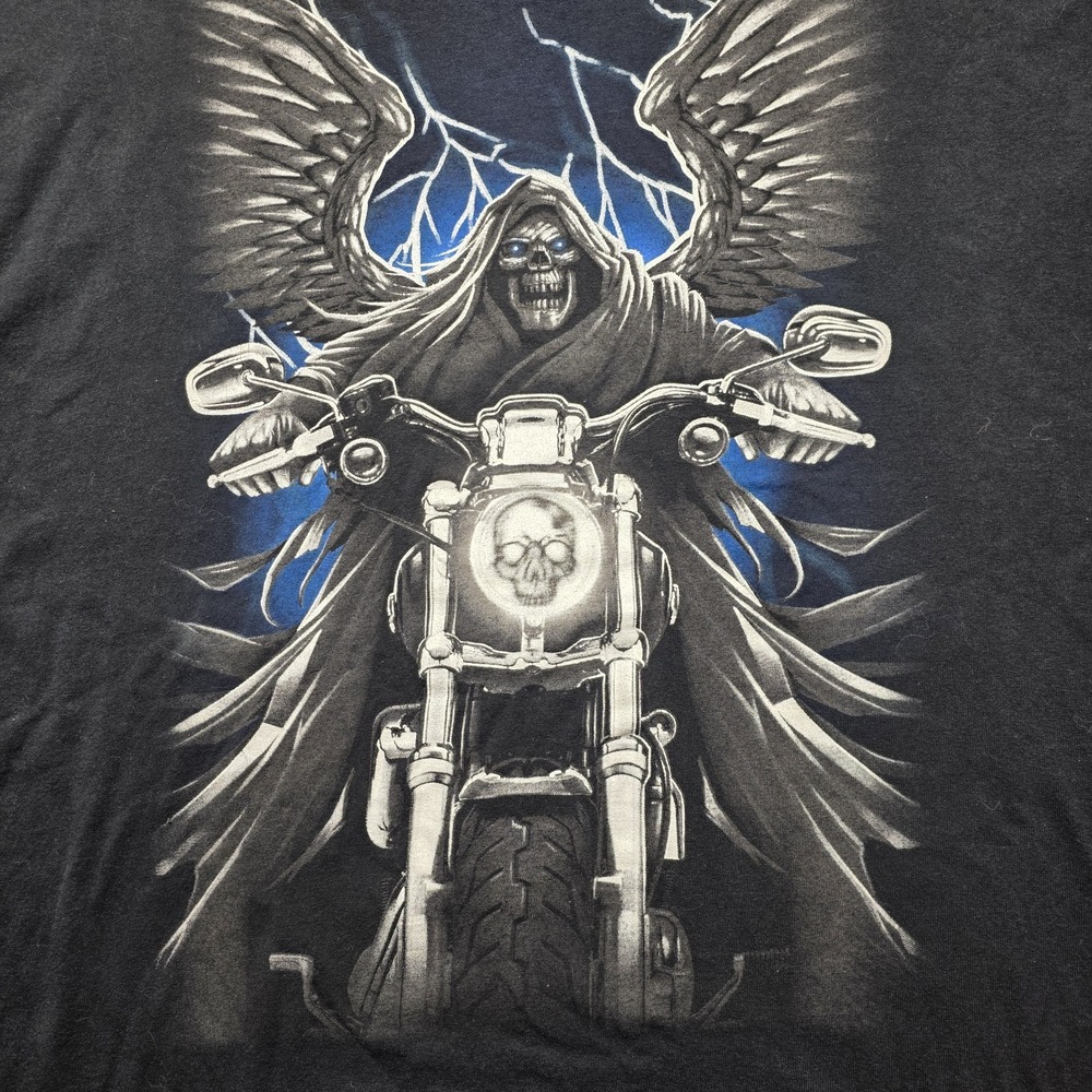 Gildan Grim Reaper Lightning Motorcycle Graphic T-Shirt Men's 3XL‎ Black